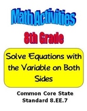 Math 8th Grade Solve Equations with the Variable on Both S