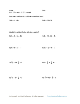 Math: 8th Grade Solving Linear Equations in One Variable by Timothy Unkert