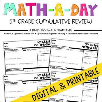 Preview of 5th Grade Math Cumulative Review | Distance Learning | Google Classroom