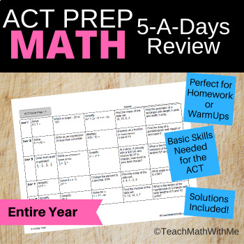Preview of Math ACT Prep - 5-A-Days Basic Math Skills Review -- Full Year - ACT Math