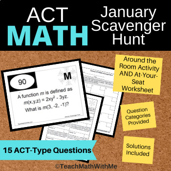 Preview of Math ACT Prep - January Scavenger Hunt Activity and Worksheet - ACT Math Monthly