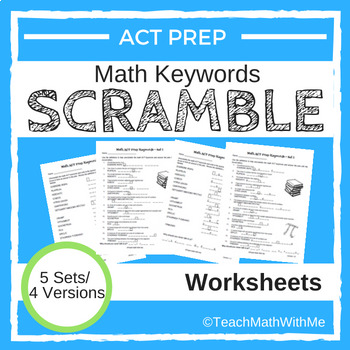 Math Act Prep Keywords Scramble Worksheets