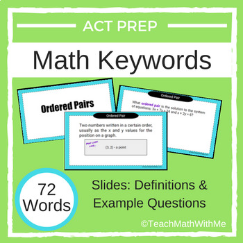 Math Act Prep Keywords Slides And Definitions With Example Questions 72 Words