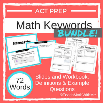 Preview of Math ACT Prep Keywords Slides and Workbook - BUNDLE - Distance Learning