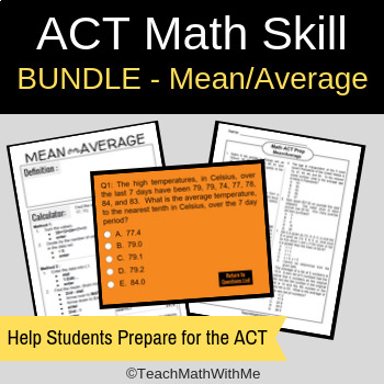 Preview of Math ACT Skill - Mean and Average BUNDLE - ACT Prep