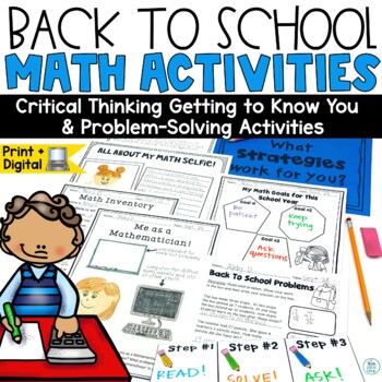 Preview of All About Me Math Back to School Summer School Activities Bulletin Board