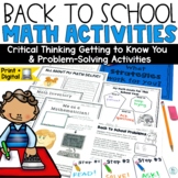 All About Me Math Back to School Activities Accountable Ta