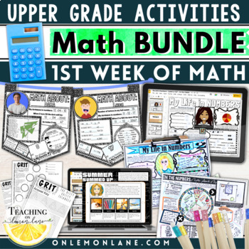 Preview of First 1st Day Week of Middle High School Math Numbers All About Me Activities