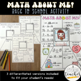 Math About Me! Back to School Activity