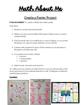 Preview of Math About Me - Create a Math Poster