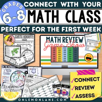 Preview of Fun First 1st Day Week of Math All About Me School Activities 6th 7th 8th Grade