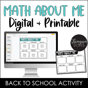 Preview of Math About Me | Printable and Digital | All about Me
