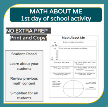 Preview of Math About Me - First Day Activity