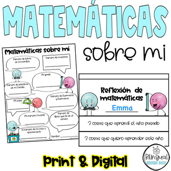 Preview of Math About Me in Spanish - Matemáticas sobre mi - Back to School Activity