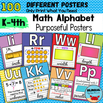 Preview of Math Academic Vocabulary Alphabet Posters
