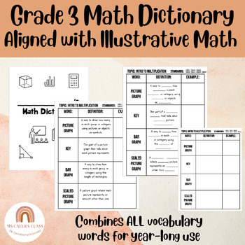 Preview of Math Academic Vocabulary - Grade 3 Year-Long Math Dictionary