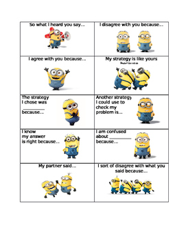 Preview of Math Accountable Talk Cards Feat. Minions