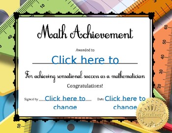 Preview of Math Achievement Certificate