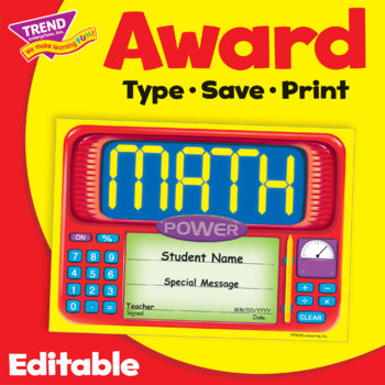 Preview of Math Achievement Editable Student Recognition Award | Print & Digital