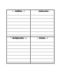 Math Action Words Worksheets & Teaching Resources | TpT