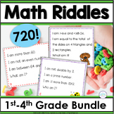 Math Activities Grades 1-5 Spiral Review Riddles Bundle
