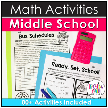 Preview of Math Activities Middle School Bundle
