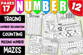 Preview of Math Activities | Number Recognition 12 | Tracing & Writing, Counting Worksheets