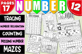 Math Activities | Number Recognition 12 | Tracing & Writin