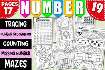 Preview of Math Activities | Number Recognition 19 | Tracing & Writing, Counting Worksheets