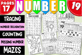 Math Activities | Number Recognition 19 | Tracing & Writin