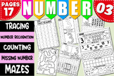 Math Activities | Number Recognition 3 | Tracing & Writing