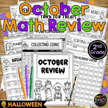 Preview of Math Activities for 2nd Grade Halloween No Prep Printables Review for October