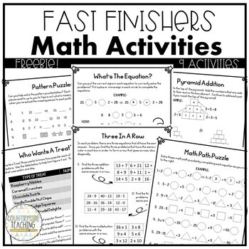 Math Activities for Fast Finishers FREEBIE!!! - Google Slides Access included!