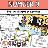Math Activities for Number 9 with Games & Worksheets for P