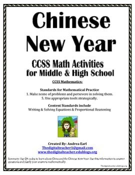 Preview of Math Activities for the Chinese New Year