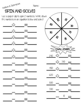 Math Activities (spin and solve) by Teaching and Testing with Jade