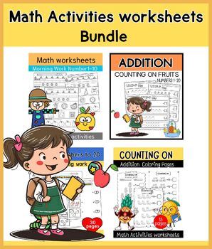 Preview of Math Activities worksheets Bundle Morning Work Counting on Addition