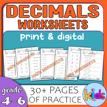 Preview of Math Activity Book - Decimals- Compare decimals - add & subtract decimals