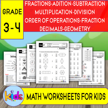 Preview of Math Activity Book - Fractions & Telling the Time