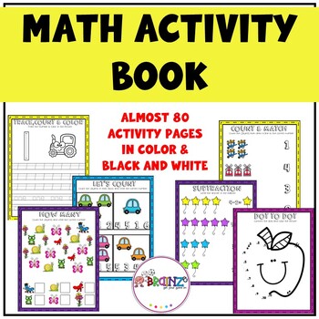 Math Activity Book | PreK to Grade 2 | Math Worksheet Activities by BRAINZe