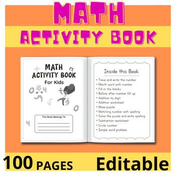 Preview of Math Activity Book for Kids Counting Practice, Math Activities, Toddler Early