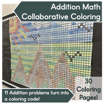 Preview of Math Activity│Collaborative Coloring Poster & Bulletin Board│Addition