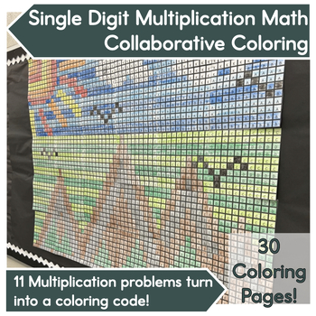 Preview of Math Activity│Collaborative Coloring Poster & Bulletin Board│Multiplication