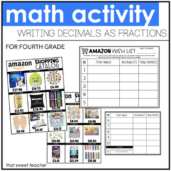 Preview of Math Activity: Shopping & Writing Fractions as Decimals | Fourth Grade