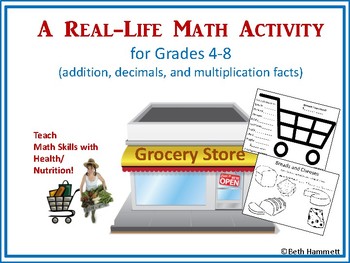 Preview of Math Activity: Shopping for Food (add, decimals, multiplication)