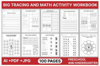 Preview of Math Activity and Tracing Book for Kids