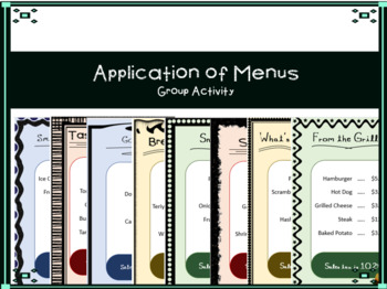 Preview of Math Activity with Menus