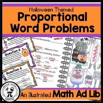 Preview of Halloween Themed Proportional Ratio Rate Word Problems Activity (EDITABLE!)