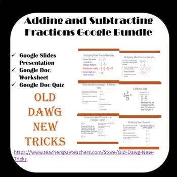 Preview of Math: Adding and Subtracting Fractions Google Bundle