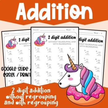 Preview of Math Addition Facts 2-Digit Mixed Addition With And Without Regrouping Worksheet